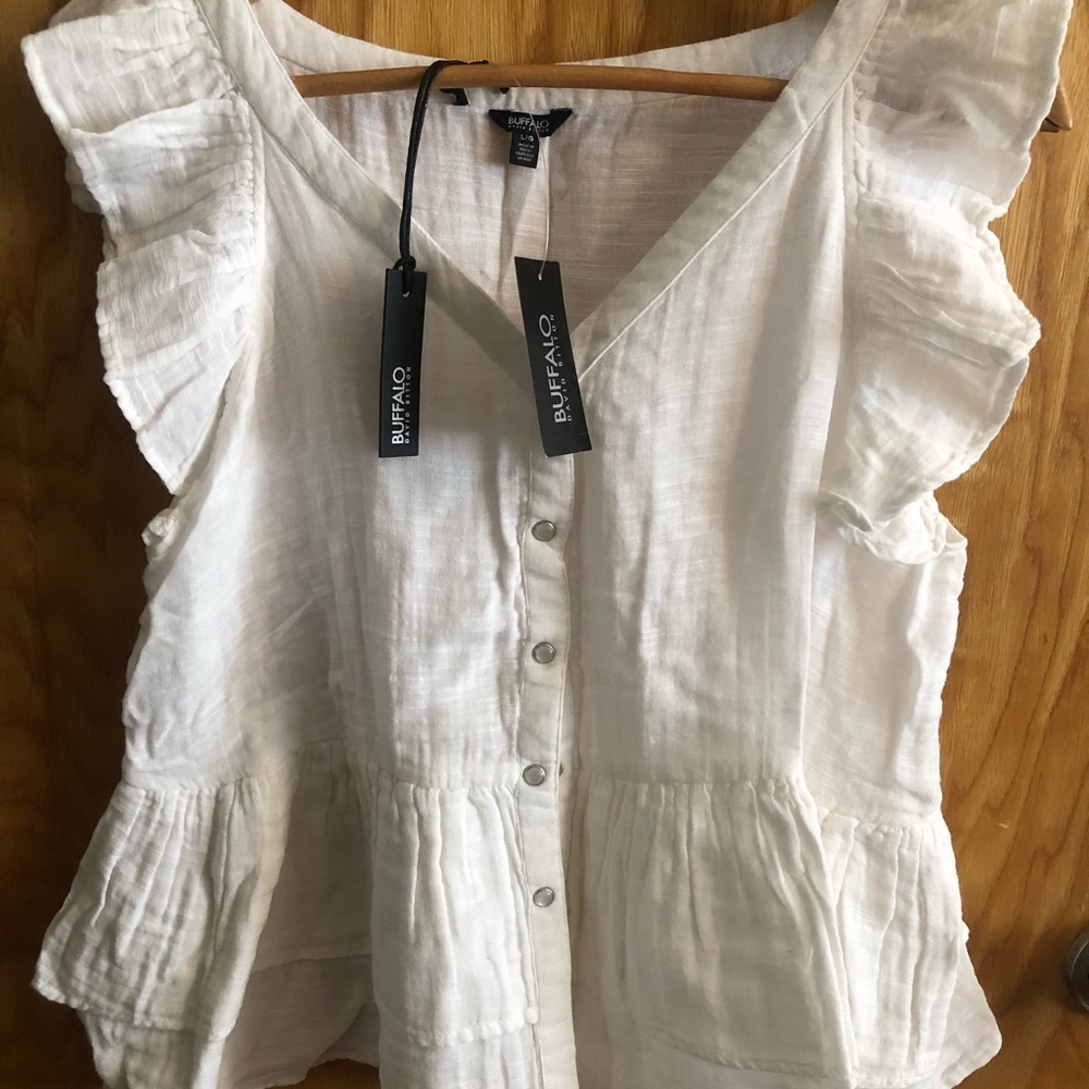 White gauzy Buffalo Top